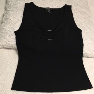 Scoop Neck Top with Silver Buckle Detail